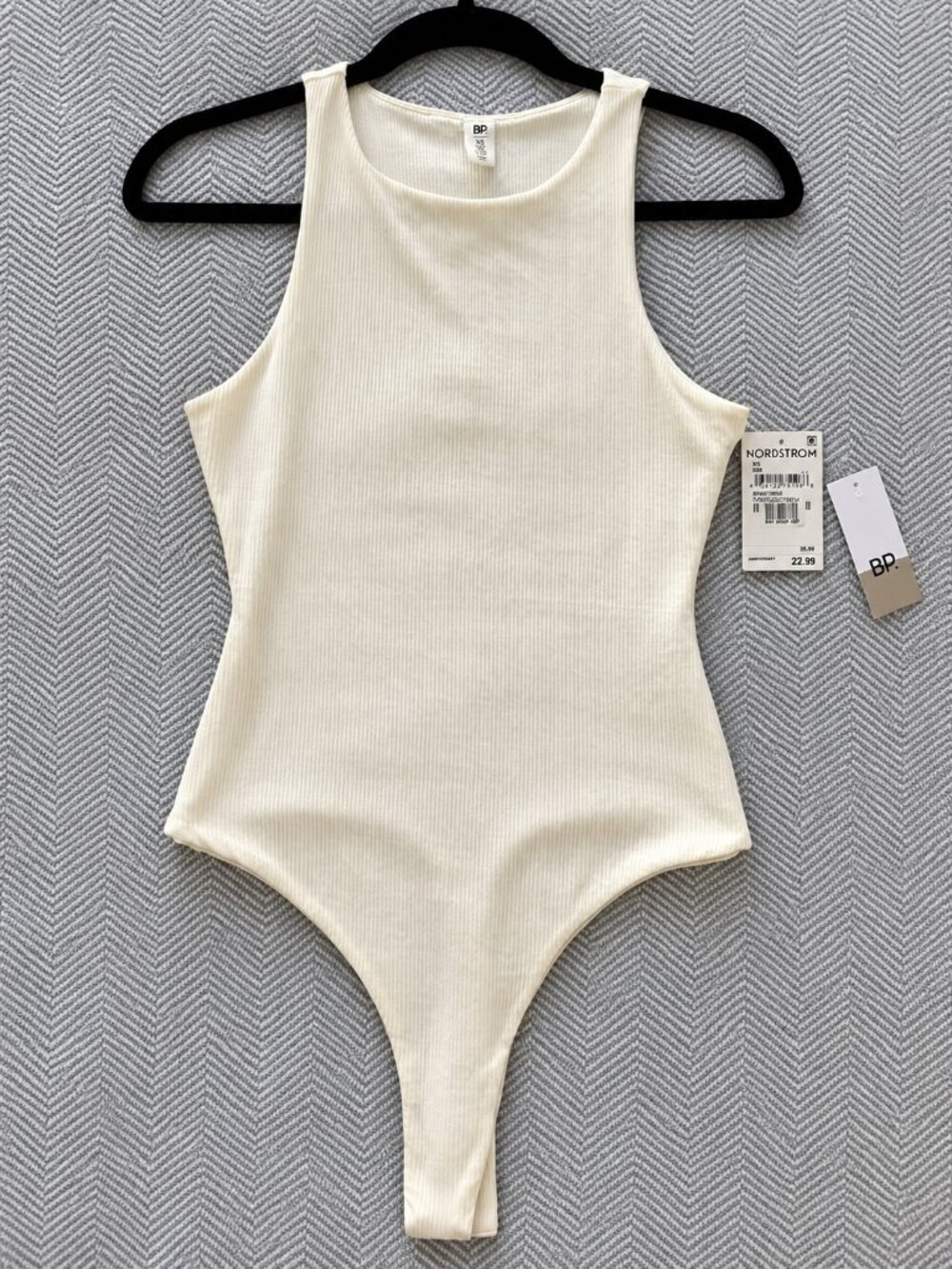 NWT BP Nordstrom Ivory Ribbed High Neck Bodysuit XS